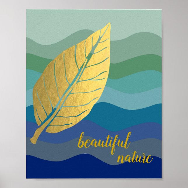 Gold Rustic leaf Nature Love Art Paint Poster (Front)
