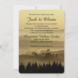 Gold Rustic Mountain Wedding Invitation