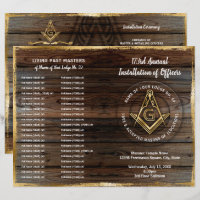 Gold Rustic Wood Bifold Masonic Program Template