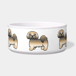 Gold Sable Lhasa Apso Cute Cartoon Dog