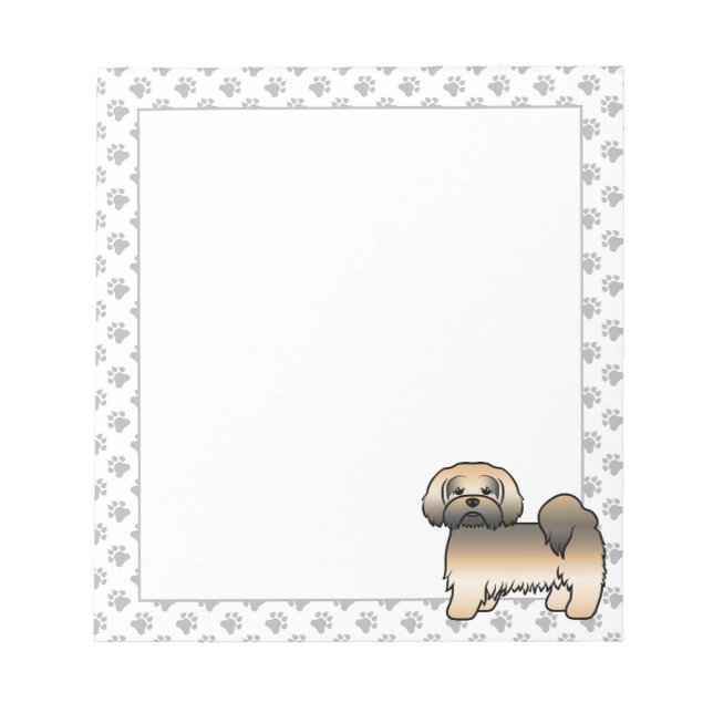 Gold Sable Lhasa Apso Cute Cartoon Dog Notepad (Front)