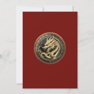 Gold Sacred Eastern Dragon Medallion on Red Velvet