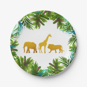 Gold Safari Animal Party Plate