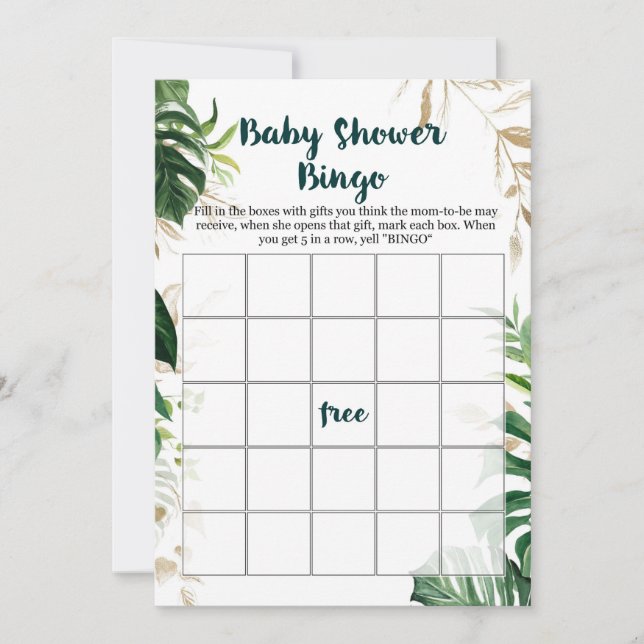 Gold Safari Baby Shower Bingo Game Invitation (Front)