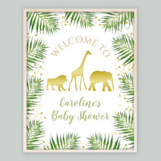 Gold Safari Baby shower Décor Affiche de bienvenue