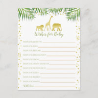 Gold Safari Baby Shower Wishes for Baby