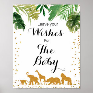 Gold safari Baby Shower Wishes for Baby Sign