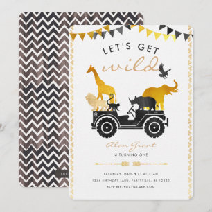 Gold Safari Birthday Invitation