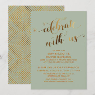 Gold & Sage Celebrate with Us Post-Wedding Party Invitation