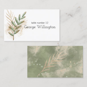 Gold Sage Green Floral Wedding Place Card