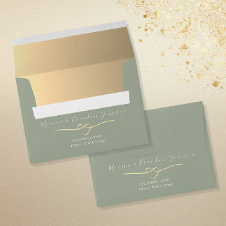 Gold Sage Green Wedding Envelope