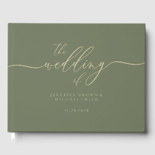 Gold Sage Swash Wedding Guest Book