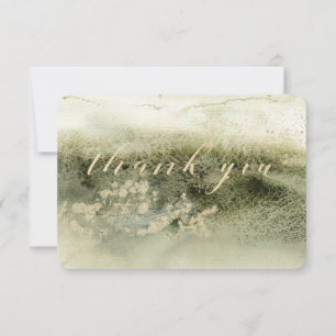 Gold & Sage Watercolor Wave Calligraphy Thank You Card