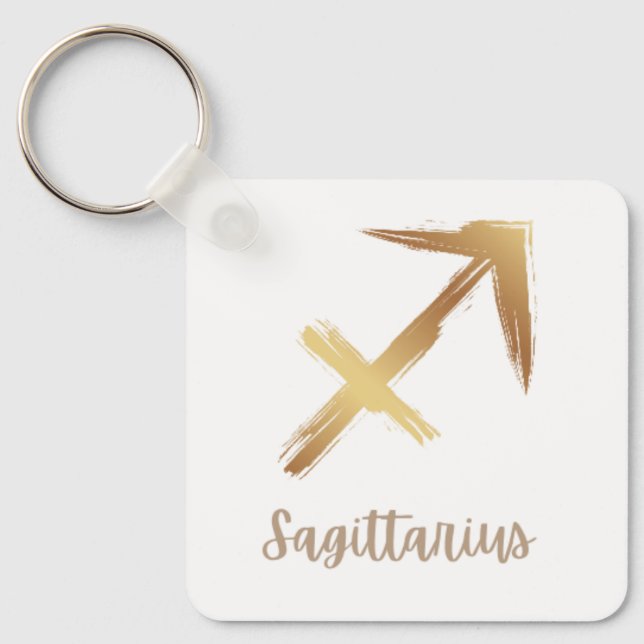 Gold Sagittarius Symbol sold rext Keychain (Front)
