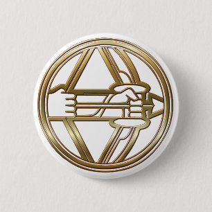 Gold Sagittarius Zodiac Archer Astrology Sign 2 Inch Round Button