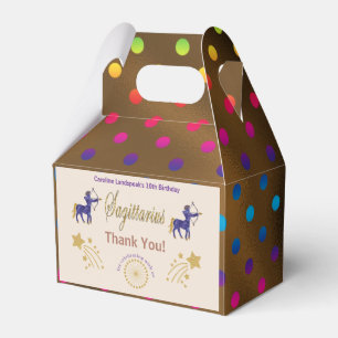 Gold Sagittarius Zodiac multicolored confetti Favor Box