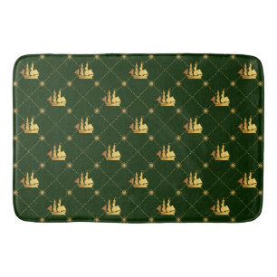 Gold Sail Ship Bath Mat