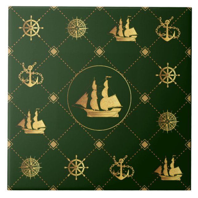 Gold Sail Ship Tile (Front)