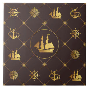 Gold Sail Ship Tile