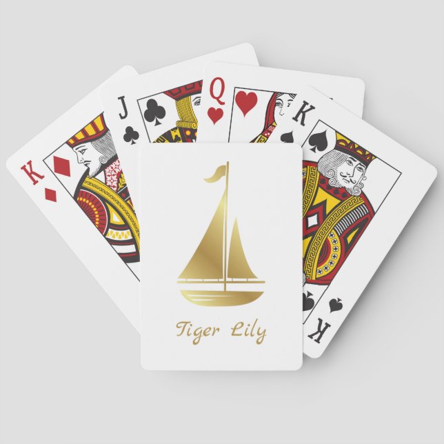 Gold Sailboat Classic Playing Cards (Back)
