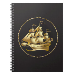 Gold Sailboat Nautical Notebook