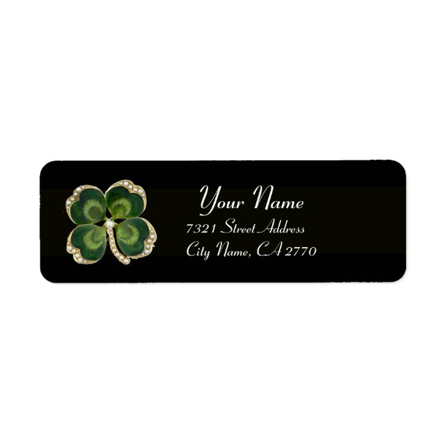 Gold Saint Patrick Shamrock Jewel And Pearls Black (Front)