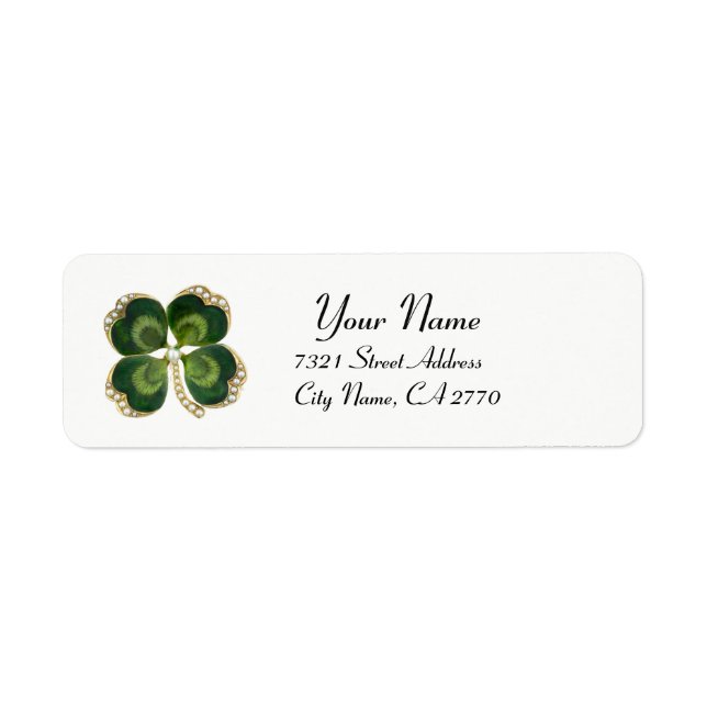 Gold Saint Patrick Shamrock Jewel And Pearls White (Front)