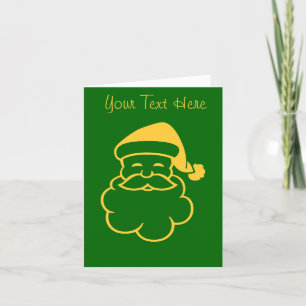 gold santa graphic design green holiday card