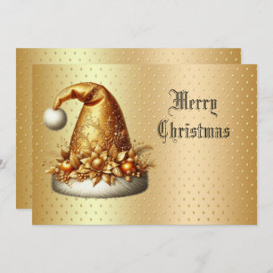 Gold Santa Hat Christmas Holiday Card