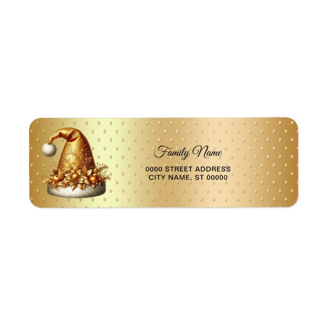 Gold Santa Hat Christmas Retat Adresse de retour (Devant)