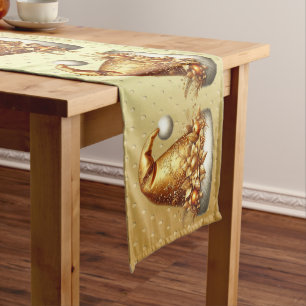 Gold Santa Hat Holiday Table Runner