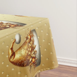 Gold Santa Hat Holiday Tablecloth