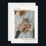 Gold Santa Paws Meowy Christmas Cat Photo Card<br><div class="desc">This holiday photo card features a photo of your cat surrounded by a border of gold paw prints and gold stars on a white background with a punny Christmas greeting reading "Here comes Santa Paws" and "Meowy Christmas!". This Christmas photo card is perfect for the pet owner or animal lover....</div>