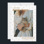 Gold Santa Paws Meowy Christmas Cat Photo Card<br><div class="desc">This holiday photo card features a photo of your cat surrounded by a border of gold paw prints and gold stars on a white background with a punny Christmas greeting reading "Here comes Santa Paws" and "Meowy Christmas!". This Christmas photo card is perfect for the pet owner or animal lover....</div>