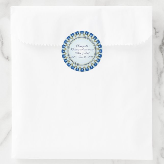 Gold Sapphire Blue 45th Wedding Anniversary Classic Round Sticker (Bag)
