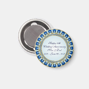 Gold Sapphire Blue 45th Wedding Anniversary Magnet