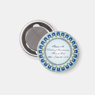 Gold Sapphire Blue 45th Wedding Anniversary Magnet