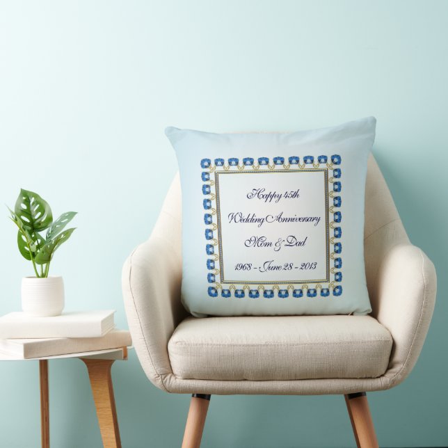 Gold Sapphire Blue 45th Wedding Anniversary Throw  Throw Pillow (Chair)