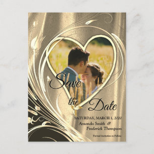 Gold Satin & Ivory flower splendour Announcement Postcard