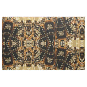 Gold Satin Lace Geometric Pattern Fabric