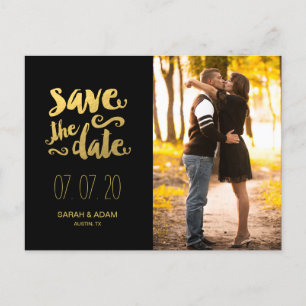 Gold Save Our Date 2 Save the Date Postcard