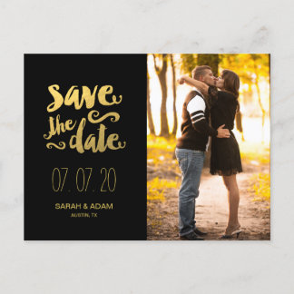 Gold Save Our Date | Save the Date Postcard