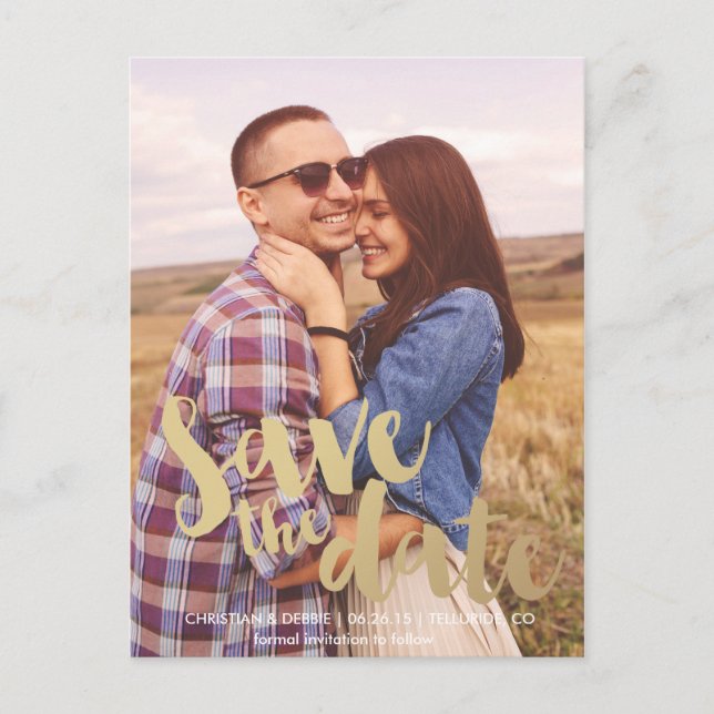 GOLD SAVE THE DATE // Save the Date Announcement Postcard (Front)