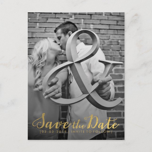 Gold Save the Date Typography Announcement (Front)