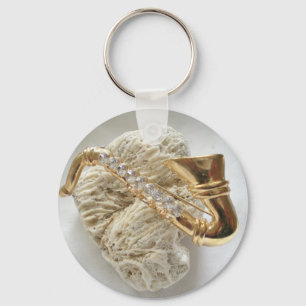 gold saxophone keychain