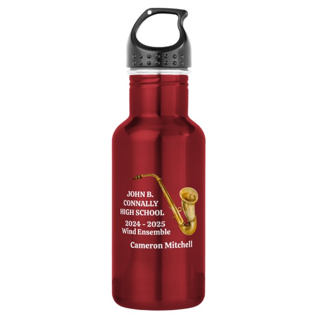 Gold Saxophone Player Personalized Band 532 Ml Water Bottle (Front)