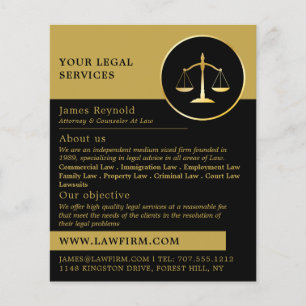 Gold Scales of Justice, Legal Services Advertising Flyer