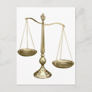 gold scales of justice postcard