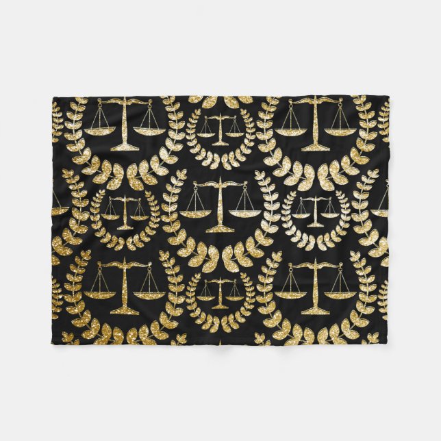 Gold Scales Of Justice Repeat Pattern Fleece Blanket (Front (Horizontal))