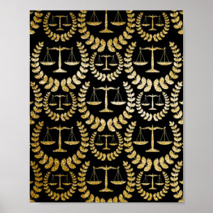 Gold Scales Of Justice Repeat Pattern Poster
